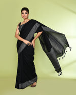 Thumbnail for Piyari Fashion Women's Black Embellished Sequined Cotton Saree