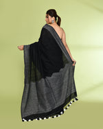 Thumbnail for Piyari Fashion Women's Black Embellished Sequined Cotton Saree