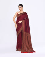 Thumbnail for Piyari Fashion Women's Maroon Embellished Sequined Cotton Saree