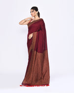 Thumbnail for Piyari Fashion Women's Maroon Embellished Sequined Cotton Saree