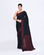 Thumbnail for Piyari Fashion Women's Black Embellished Sequined Cotton Saree