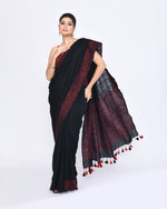 Thumbnail for Piyari Fashion Women's Black Embellished Sequined Cotton Saree