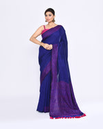 Thumbnail for Piyari Fashion Women's Blue Embellished Sequined Cotton Saree