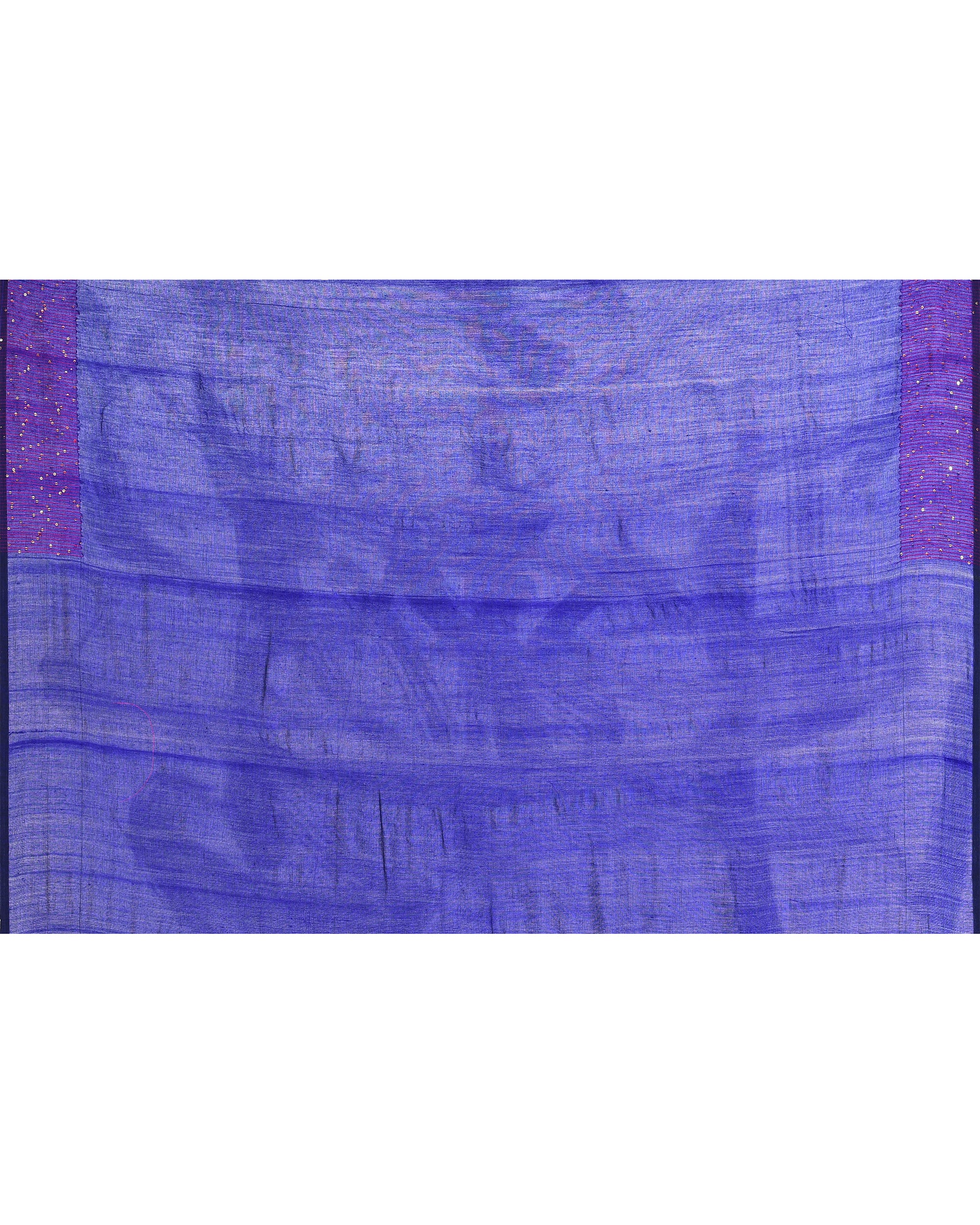 Piyari Fashion Women's Blue Embellished Sequined Cotton Saree