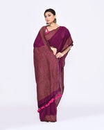Thumbnail for Piyari Fashion Women's Magenta Embellished Sequined Cotton Saree