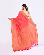 Thumbnail for Piyari Fashion Women's Tomato Red Embellished Sequined Cotton Saree
