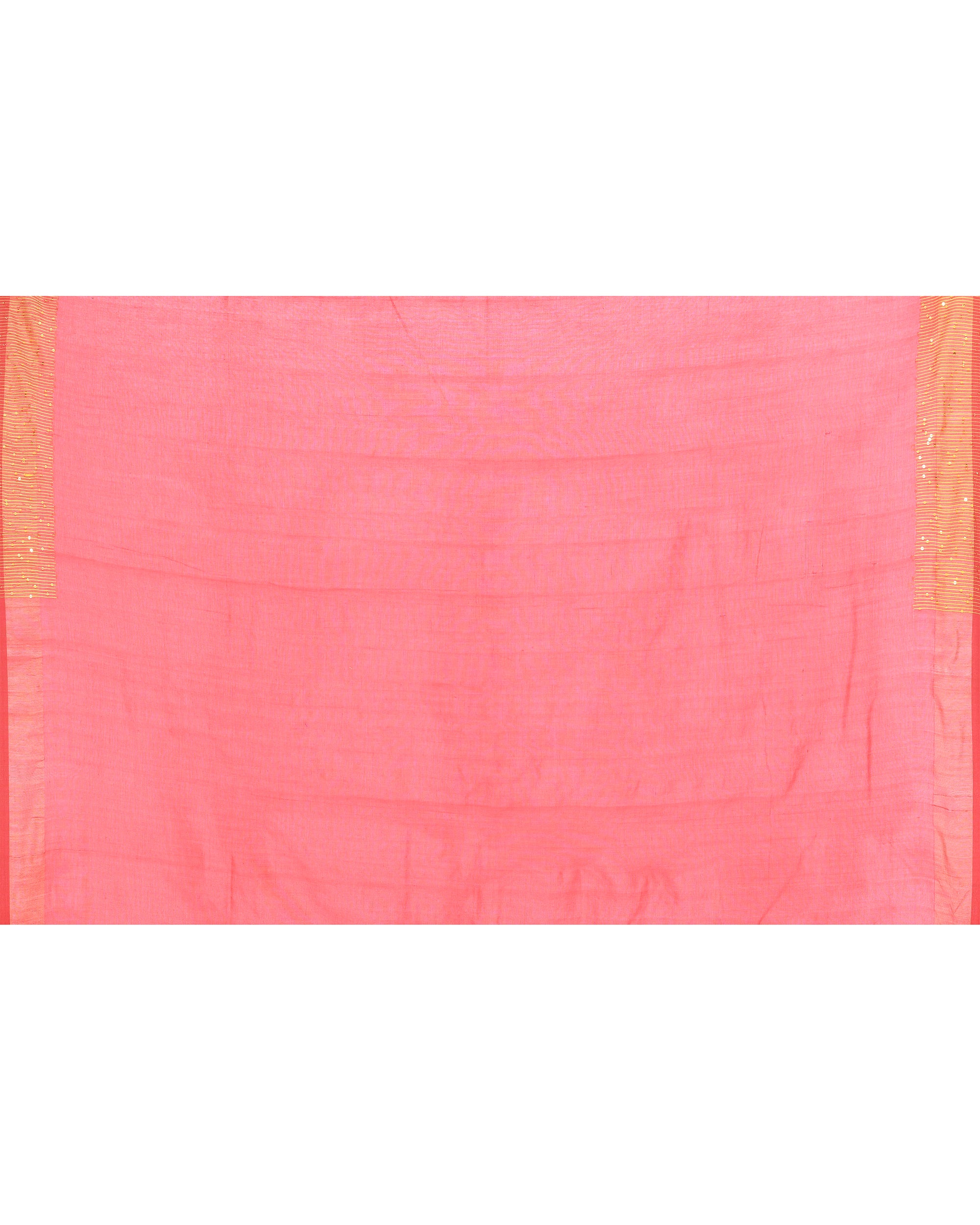 Piyari Fashion Women's Tomato Red Embellished Sequined Cotton Saree