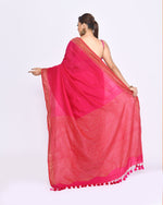 Thumbnail for Piyari Fashion Women's Rani Pink Embellished Sequined Cotton Saree