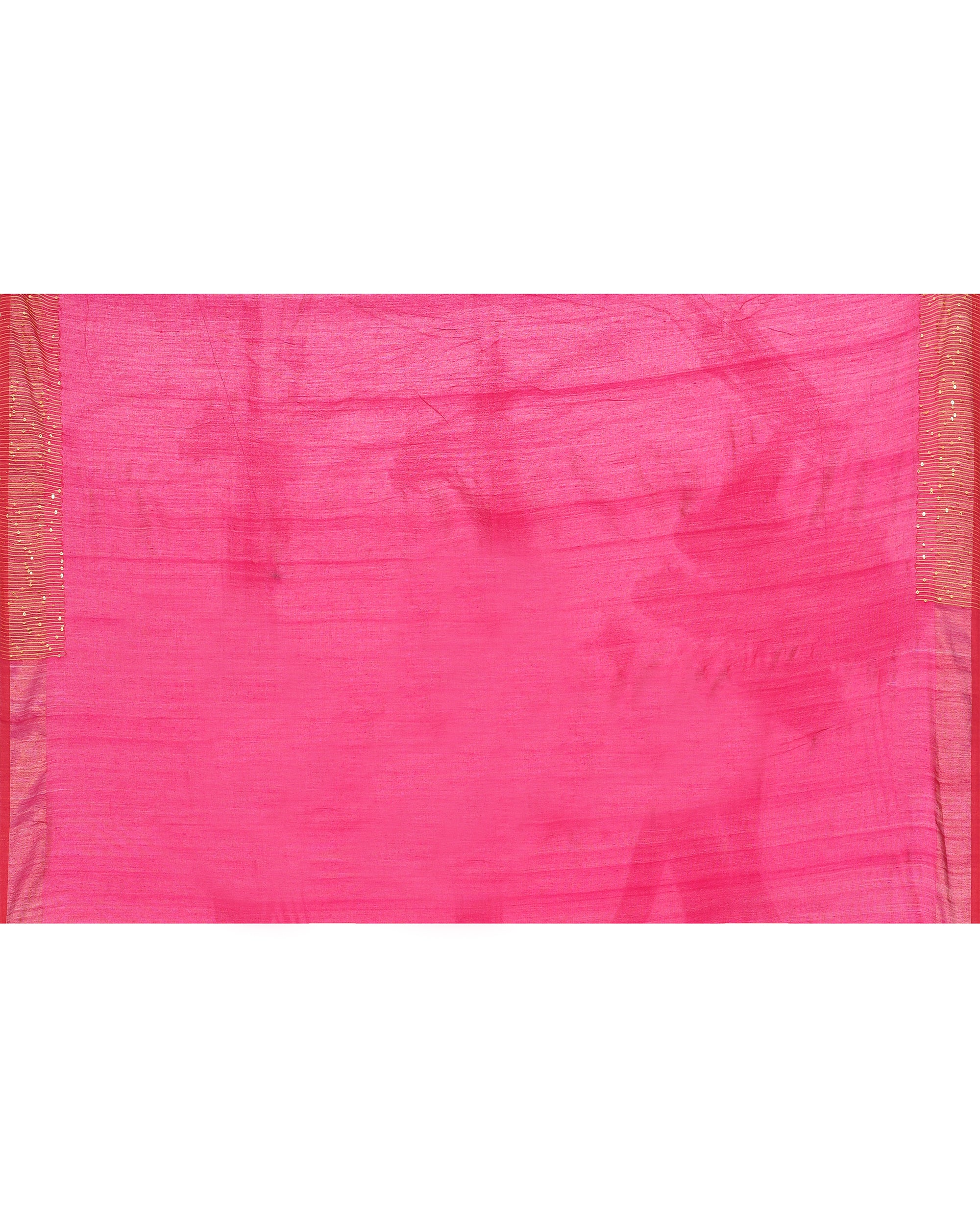 Piyari Fashion Women's Rani Pink Embellished Sequined Cotton Saree