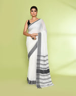 Thumbnail for Piyari Fashion Women's White Embellished Cotton Saree