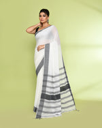 Thumbnail for Piyari Fashion Women's White Embellished Cotton Saree