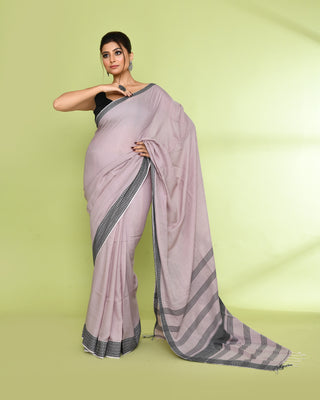 Piyari Fashion Women's Alabaster Embellished Sequined Cotton Saree