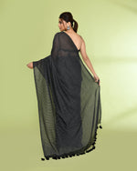 Thumbnail for Piyari Fashion Women's Black Embellished Checked Cotton Saree