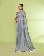 Thumbnail for Piyari Fashion Women's Silver Grey Embellished Sequined Cotton Saree