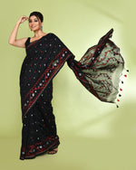 Thumbnail for Piyari Fashion Women's Black Embellished Jamdani Cotton Saree