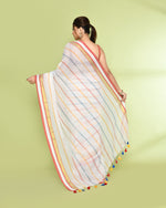 Thumbnail for Piyari Fashion Women's White Embellished Checked Cotton Saree