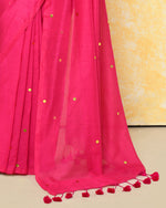 Thumbnail for Piyari Fashion Women's Pink Sequin Work Soft Pure Cotton Saree With Blouse Piece