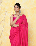Thumbnail for Piyari Fashion Women's Pink Sequin Work Soft Pure Cotton Saree With Blouse Piece