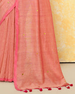 Thumbnail for Piyari Fashion Women's Peach Sequin Work Soft Pure Cotton Saree With Blouse Piece