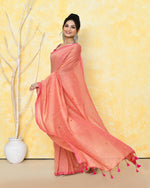 Thumbnail for Piyari Fashion Women's Peach Sequin Work Soft Pure Cotton Saree With Blouse Piece