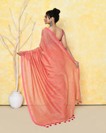 Thumbnail for Piyari Fashion Women's Peach Sequin Work Soft Pure Cotton Saree With Blouse Piece