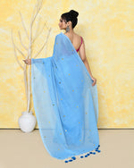 Thumbnail for Piyari Fashion Women's Sky Blue Sequin Work Soft Pure Cotton Saree With Blouse Piece