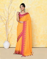 Thumbnail for Piyari Fashion Women's Mustard Yellow Hand Work Cotton Saree With Blouse Piece
