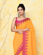 Thumbnail for Piyari Fashion Women's Mustard Yellow Hand Work Cotton Saree With Blouse Piece