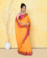 Thumbnail for Piyari Fashion Women's Mustard Yellow Hand Work Cotton Saree With Blouse Piece