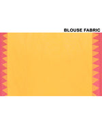Thumbnail for Piyari Fashion Women's Mustard Yellow Hand Work Cotton Saree With Blouse Piece