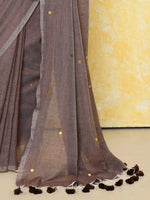 Thumbnail for Piyari Fashion Women's Mocha Sequin Work Soft Pure Cotton Saree With Blouse Piece