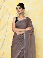 Thumbnail for Piyari Fashion Women's Mocha Sequin Work Soft Pure Cotton Saree With Blouse Piece