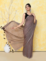 Thumbnail for Piyari Fashion Women's Mocha Sequin Work Soft Pure Cotton Saree With Blouse Piece