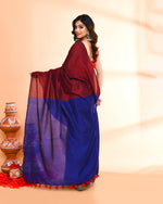 Thumbnail for Piyari Fashion Handspun Cotton Maroon Handloom Saree With Blouse
