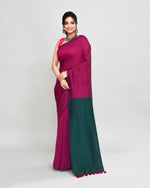 Thumbnail for Piyari Fashion Handspun Cotton Rani Pink Handloom Saree With Blouse