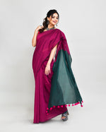 Thumbnail for Piyari Fashion Handspun Cotton Rani Pink Handloom Saree With Blouse