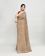 Thumbnail for Piyari Fashion Handspun Cotton Beige Handloom Saree With Blouse
