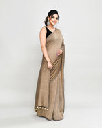Thumbnail for Piyari Fashion Handspun Cotton Beige Handloom Saree With Blouse