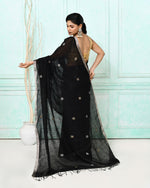Thumbnail for Piyari Fashion Women's Black Handloom Linen Jamdani Saree With Blouse