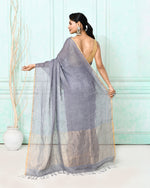 Thumbnail for Piyari Fashion Women's Dim Gray Handloom Linen Sequin Saree With Blouse
