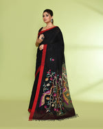 Thumbnail for Piyari Fashion Women's Black Embellished Matka Silk Jamdani Saree