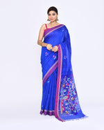Thumbnail for Piyari Fashion Women's Royal Blue Embellished Matka Silk Jamdani Saree