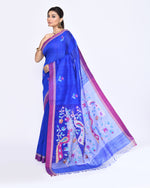 Thumbnail for Piyari Fashion Women's Royal Blue Embellished Matka Silk Jamdani Saree