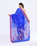 Thumbnail for Piyari Fashion Women's Royal Blue Embellished Matka Silk Jamdani Saree