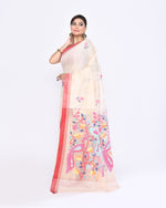 Thumbnail for Piyari Fashion Women's Off White Embellished Matka Silk Jamdani Saree