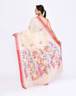 Thumbnail for Piyari Fashion Women's Off White Embellished Matka Silk Jamdani Saree