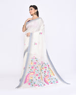 Thumbnail for Piyari Fashion Women's Off White Embellished Matka Silk Jamdani Saree