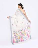 Thumbnail for Piyari Fashion Women's Off White Embellished Matka Silk Jamdani Saree