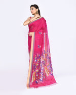Thumbnail for Piyari Fashion Women's Rani Pink Embellished Matka Silk Jamdani Saree