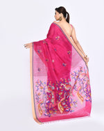Thumbnail for Piyari Fashion Women's Rani Pink Embellished Matka Silk Jamdani Saree